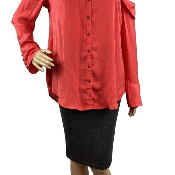 Free People Walk this Way Blouse Button Down Size XS Red - Picture 3 of 7
